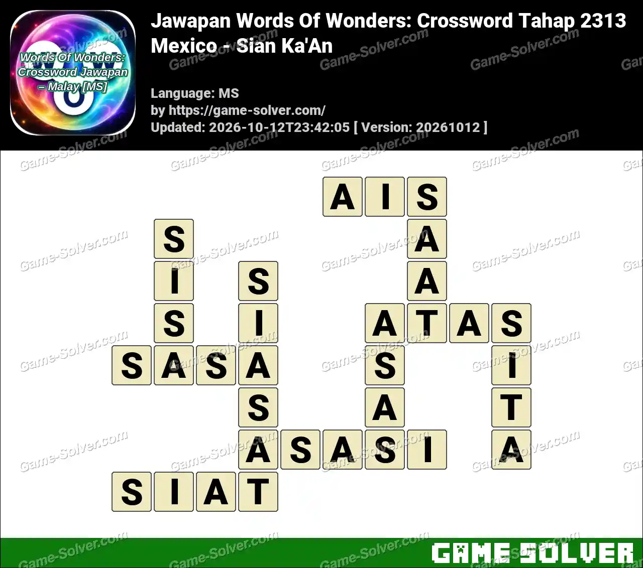 Jawapan Words Of Wonders: Crossword Tahap 2313 – Mexico – Sian Ka’An